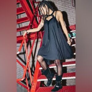 Allsaints black evening beaded dress sz s